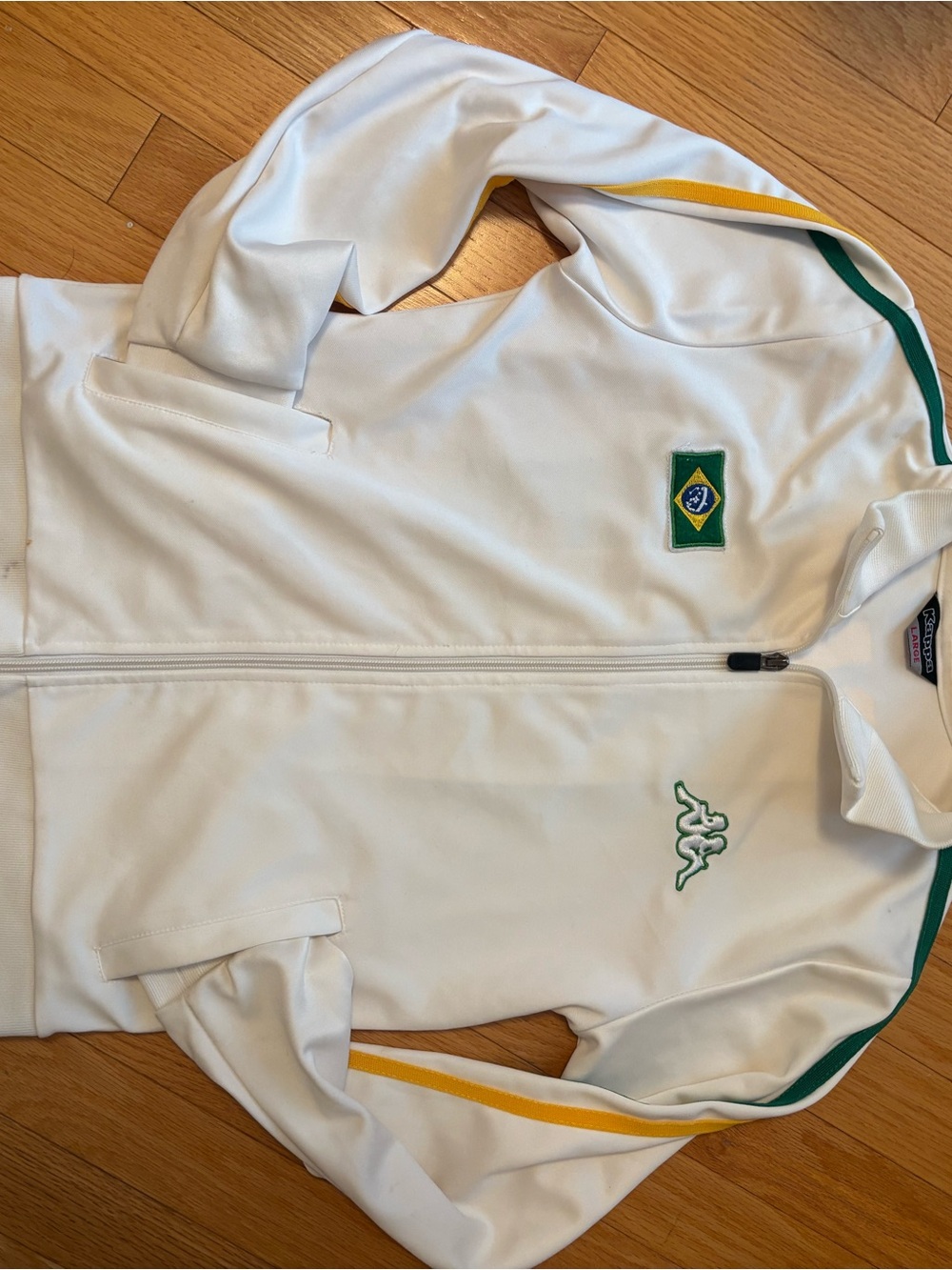Kappa White Track Jacket with Green & Yellow Trim